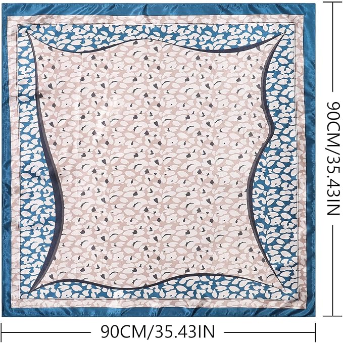 AWAYTR 35” Satin Large Square Head Scarves - 4PCS Silk Like Neck Scarf Hair Sleeping Wraps Satin Silk Scarfs for Women