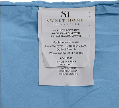 Sweet Home Collection 7 Piece Comforter Set Bag Solid Color All Season Soft Down Alternative Blanket & Luxurious Microfiber Bed Sheets, Denim, Twin XL