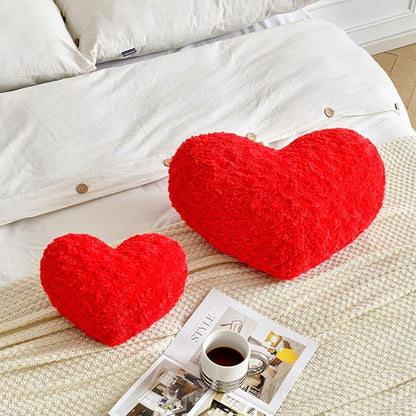 Heart Pillow, Soft Heart Shaped Pillow with Room Decorative Throw Pillows for Bed Couch Chair Sofa, Heart Shaped Cute Throw Pillow Cushion for Bedroom Living Room (Red, Mini 12.9" x 9.8")