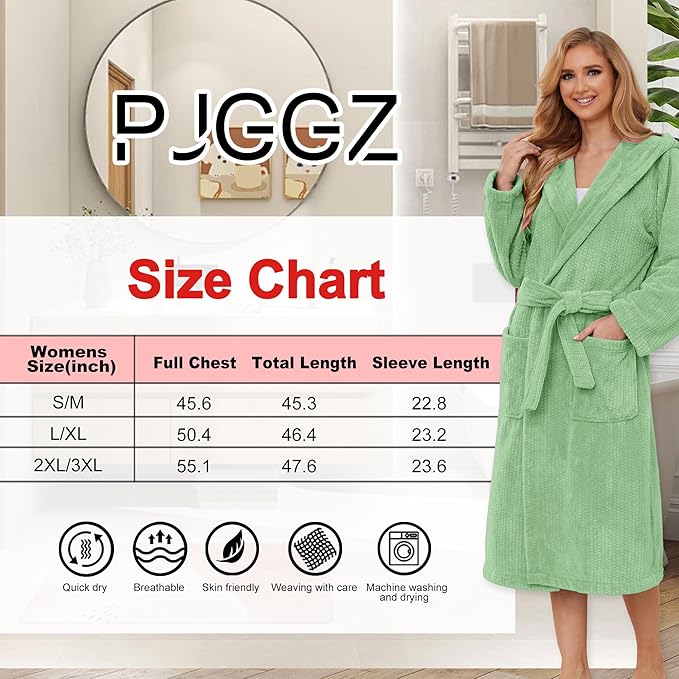 Hooded Bathrobes for Women, Soft Long Towel Robes for Women - Quick Dry yet Warm