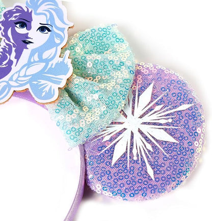 Mouse Ear Headbands,Sparkle Mouse Ears Headband for Women Girls Cartoon Princess Costume Cosplay Decoration (Elsa)
