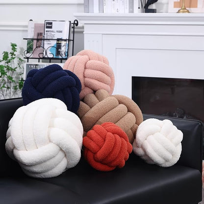 Petrella Knot Pillow Ball Round Throw Pillows Home Decor Cushion Decorative Aesthetic Throw Pillows，Lambswool Navy 8inch