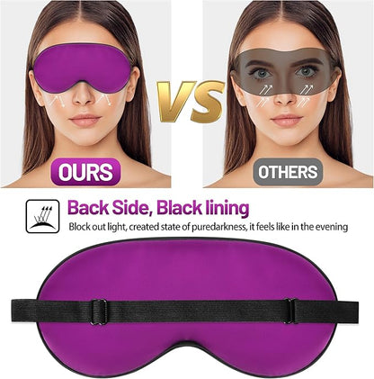 Sleep Mask, Silk Eye Mask for Sleeping with Adjustable Strap, Blindfold Eyeshade for Men & Women, Comfortable & Soft Eye Cover Eyeshade for Night Sleep (Purple)