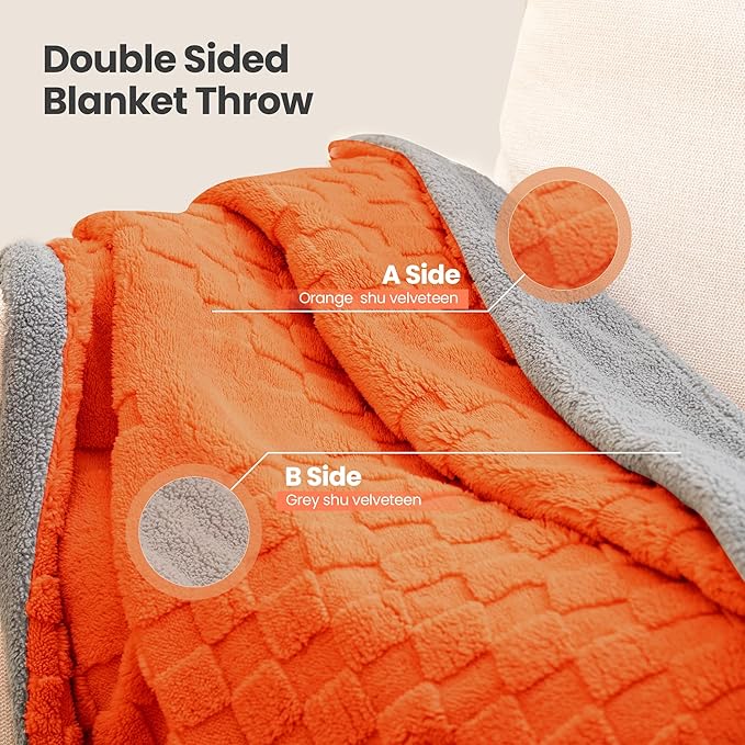 Heated Blanket, 50x60 Inch Electric Blanket, Throw Blanket with 6 Heat Settings and 1-4H Auto Off Timer, Machine Washable, Soft Flannel Fleece for Couches, Beds Office (Orange)
