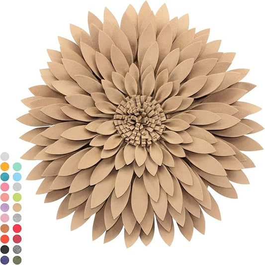 Contempo Lifestyles 3D Daisy & Sunflower Decorative Pillow - 14.5" Flower, 13" Pillow with Insert, Latte