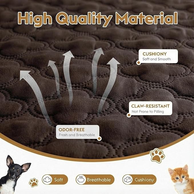 Waterproof Dog Blanket, Couch Cover for Dogs Washable, Reversible Dog Bed Cover, Couch Furniture Protector. (Dark＆Light Brown, 82 X 120 Inch - 1 Pack)