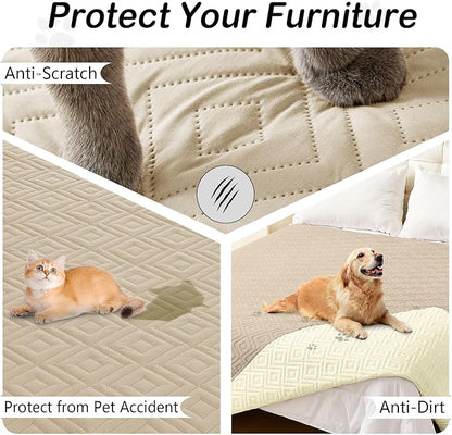hyha Waterproof Dog Blanket, Soft Dog Bed Cover Pet Blankets, Waterproof Sofa Couch Cover for Dogs Washable, Reversible Pet Couch Covers for Sofa Furniture (40x80 Inch, Taupe/Beige)