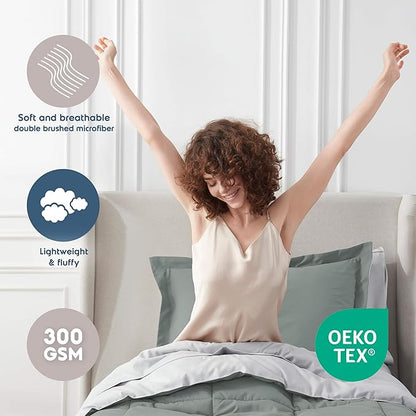 Nestl 5 Piece Twin Comforter Set – Sage Green Reversible Bed in a Bag – Complete Twin Size Bedding Set with Sheets, Pillowcase and Sham