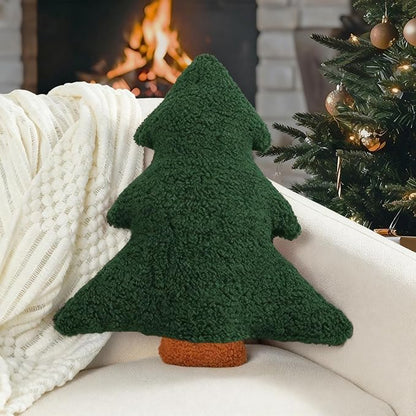 Artmag Christmas Pillows, Decorative Christmas Tree Pillow Stuffed Tree Shaped Plush Pillow for Holiday Party Sofa Living Room Decoration (15.5" x 14.5", Green)