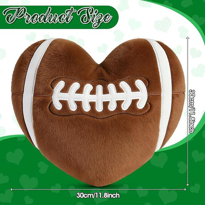 2Pcs Football Throw Pillow, 11 in Soft Embroidered Fluffy Football Pillow, Stuffed Plush Heart Shape Football Pillow for Bedrooom Couch Bed Decoration, Gift for Football Lover, Player, Team
