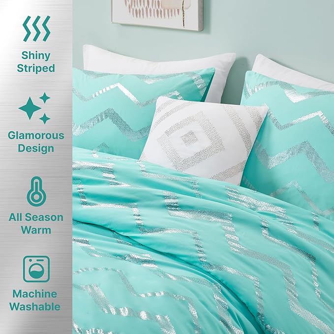 Codi Teal Bedroom Comforter Sets, Comfy Full Size Bedding Set for Teen Girls, 4 Pieces - All Seasons Warm