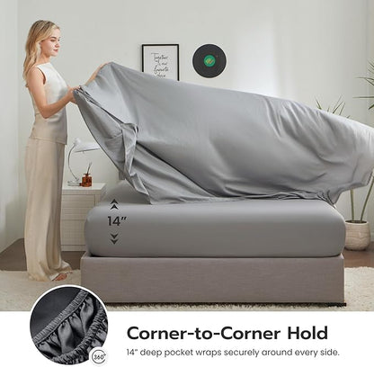 JOIEDOMI Twin Comforter Set with Sheets Light Grey, 5 Pieces Twin Bedding Sets with 1 Down Alternative Comforter, 1 Flat Sheet, 1 Fitted Sheet, 1 Pillowcase and 1 Pillow Sham, Bed in a Bag All Seasons