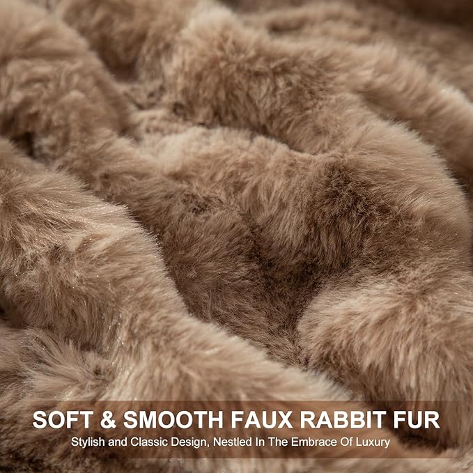 Faux Fur Heated Blanket Throw for Couch - 50"X60" Bubble Faux Fur Electric Blanket Fluffy Fuzzy Soft Thick with 6 Fast Heating Levels & 4 hrs Timer Settings, Washable & ETL Certified, Tie-Dye Brown