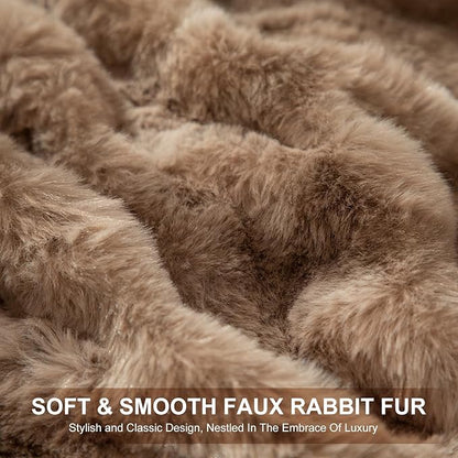 Faux Fur Full Size Heated Blanket 72"X84" - Bubble Faux Fur Electric Blanket Fluffy Soft Fuzzy with 6 Fast Heating Levels & 10 hrs Timer Settings, Washable & ETL Certified for Bed, Tie-Dye Brown