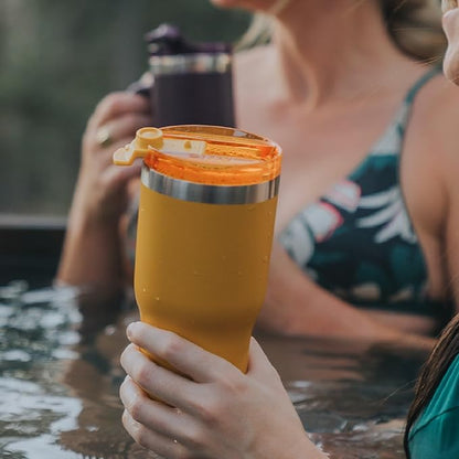 RTIC 20oz Essential Tumbler with Lid, Ceramic Lined, Insulated, Stainless Steel, Metal, Double Wall Vacuum-Insulation, Travel Cup for Iced Coffee, Tea, Hot and Cold Drink, Trailblazer