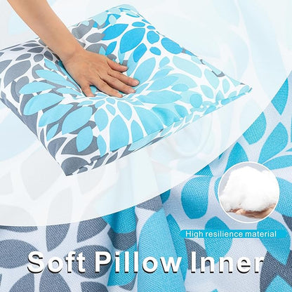 JMGBird Water-Resistant Outdoor Pillows Set of 2, 18x18 inch Durable Sky Blue Mandala Pattern Throw Pillows with Inserts for Patio Furniture