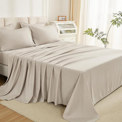 Litanika Comforter California King Size Set Tannish Grey - 7 Pieces Bed in a Bag California King Bedding Comforter Sets, Plain Lightweight Bed Set with Comforter, Sheets, Pillowcases & Shams