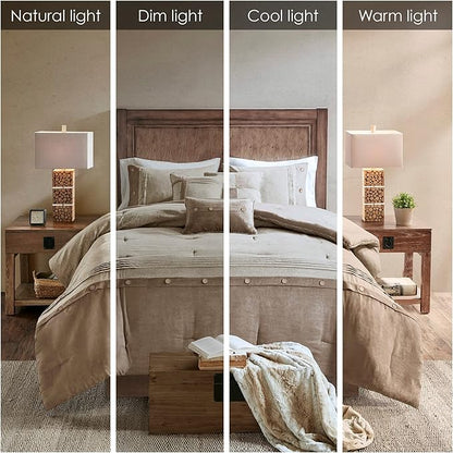 Madison Park Boone Cozy Comforter Set, Faux Suede, Deluxe Hotel Styling All Season Down Alternative Bedding Matching Shams, Decorative Pillow, King (104 in x 92 in), Rustic Tan 7 Piece