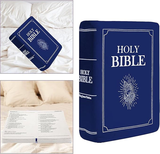 Bible Pillow Book Plush That Opens, for Teens Adults Christian Gifts, Cozy Faith Bible Pillow (Blue)