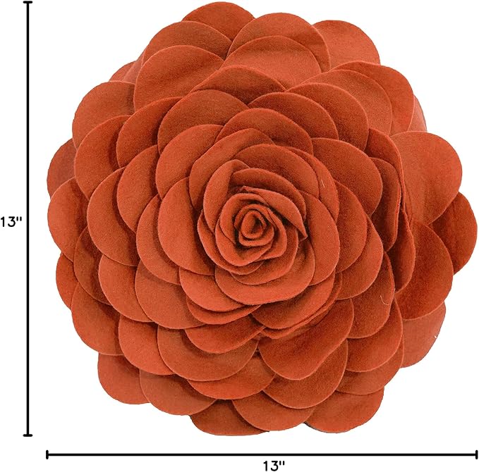 Fennco Styles Eva's Flower Garden Decorative Filled Throw Pillow 13" Round - Terracotta Floral Accent Pillow for Home, Couch, Bed, Living Room, Holiday and Office Décor