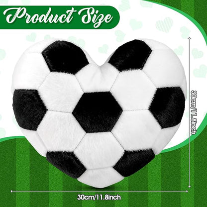 2Pcs Soccer Throw Pillow, 11 in Soft Embroidered Fluffy Soccer Pillow, Stuffed Plush Heart Shape Soccer Pillow for Bedrooom Couch Bed Decoration, Gift for Soccer Lover Player Team