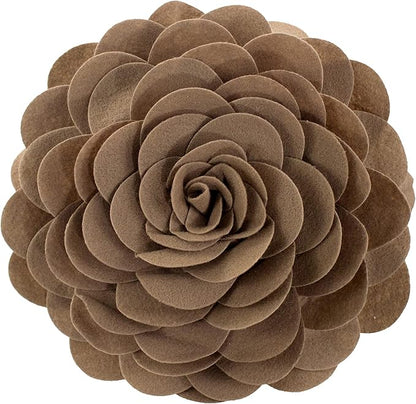Fennco Styles Eva's Flower Garden Decorative Filled Throw Pillow 13" Round - Mocha Floral Accent Pillow for Home, Couch, Bed, Living Room, Holiday and Office Décor