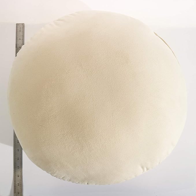 Round Throw Pillows Down-Like Polyester Filling Super Soft Pillow Ultra Fluffy Feather-Like Touching Home Decor Circle Round Floor Pillow for Couch Bed Sofa, 1 Piece (18x18 Inches, Beige)