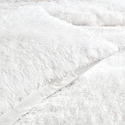 Lush Decor Emma Faux Fur Comforter King Size 3 Piece Set White - White Bedding Set King Comforters - Fluffy Comforter - Modern Decor