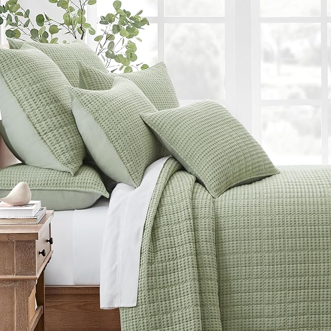 Levtex Home - Mills Waffle - Decorative Pillow - Poly Filled - Desert Sage - Sham Size (20 x 20in.)
