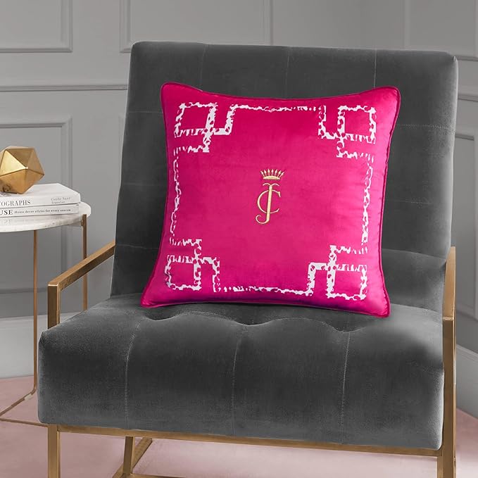 Juicy Couture Decorative Accent Throw-Pillows, 20"x20", Lattice Hot Pink