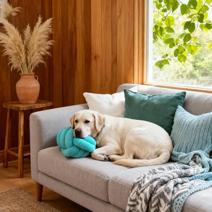 Knot Pillow Ball Plush - Decorative Throw Pillows for Bed Relieve Stress, Round Knot Cushion for Sofa Decor Pet Toy, Teal 8 inch