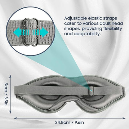 Sleep Mask Silk - 100% Mulberry Silk Eye Mask, ZOESMIEN 3D Contoured Eye Mask for Women Men, Light Blocking Side Sleeper Puffiness Dry Eyes, Unique Nose Bridge Design, Christmas Gift, Night Gray