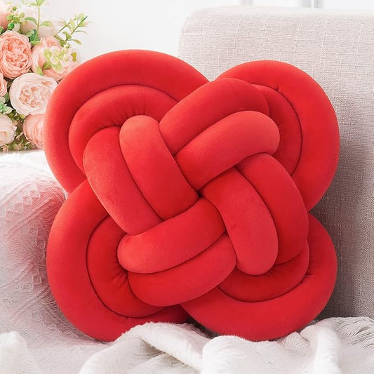 Xiashrk Knot Pillow, Decorative Throw Pillows with Soft Plush for Couch, 12" Knotted Pillows Red Dorm Room Decor Knot Pillow Ball Decorative Cushion for Bed Living Room