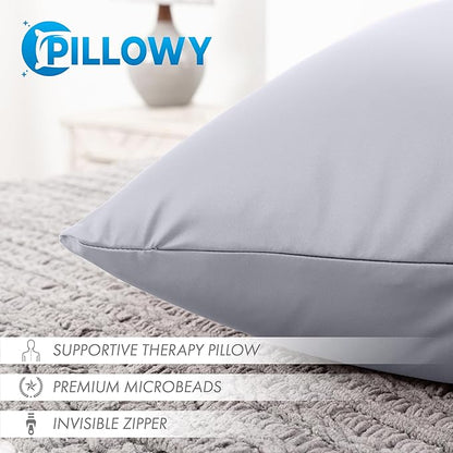 PILLOWY 26"x26" Throw Pillowcases (Cover Only) - 85/15 Nylon, Spandex - Luxurious, Silky, Stretchy & Soft - 1Pcs Solid Color - A Perfect Choice for Couch Chairs Sofa Bed Adult/Kids Bedroom, Light Grey