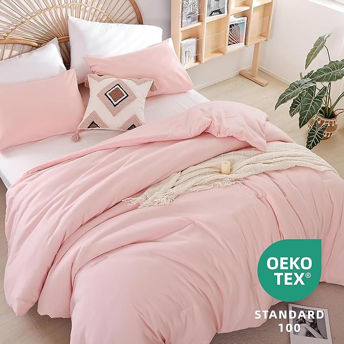 weigelia Pink Comforter Full Size Set – Soft All-Season Bedding with 300GSM Fluffy Microfiber, Includes 2 Matching Pillowcases – Elegant Blush Pink Comforter for Girls, Teens, and Women