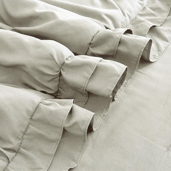 TXL Light Grey Comforter Set Washable for All Seasons Comfy Microfiber Bedding Set with 2 Pillowcases Soft Touch Quilted Comforter Set for Guestroom, 68x90