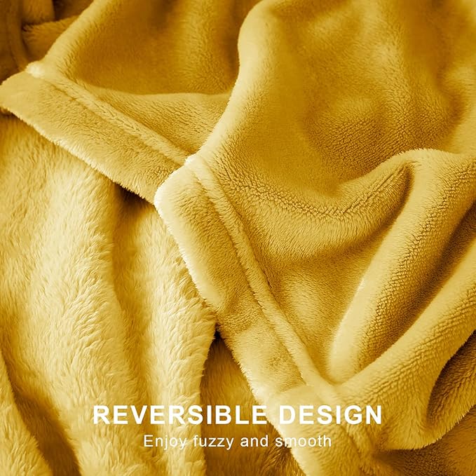 Hansleep Fleece Yellow King Blanket, Super Soft Flannel Fuzzy Plush Cozy Blanket for All Seasons, Yellow, King 90x108 Inches