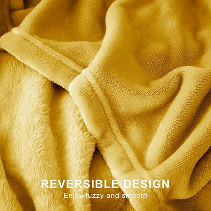 Hansleep Fleece Yellow King Blanket, Super Soft Flannel Fuzzy Plush Cozy Blanket for All Seasons, Yellow, King 90x108 Inches
