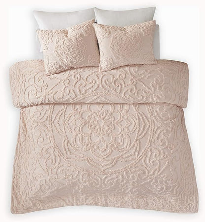 Madison Park - MP10-5878 Laetitia Shabby Chic All Season Down Alternative Bed Set with Matching Shams, King/Cal King(104"x92"), Floral Blush 3 Piece