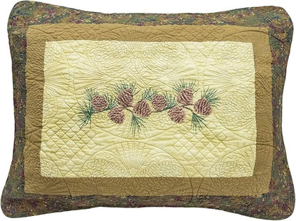 Donna Sharp Pillow Sham - Cabin Raising Pine Cone Lodge Decorative Pillow Cover with Pine Cone Pattern - Standard