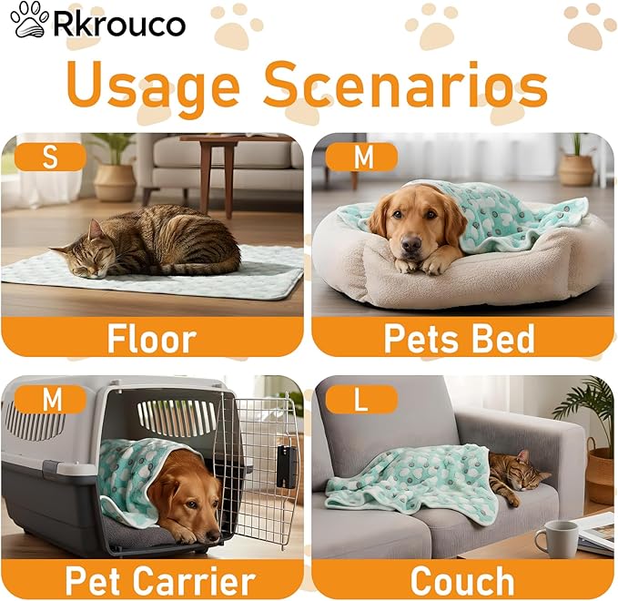 Three Piece Pet Blanket Set for Dogs Cats Soft Comfy Puppy and Kittens Bed Blanket Fluffy Fleece Pets Throw with Cute Patterns (Small 24x16 inch, Colored Heart)