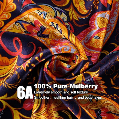 100% Pure Mulberry Silk Pillowcase with Zipper for Skin&Hair Care Both Sides Soft Breathable (Pattern01, Standard)