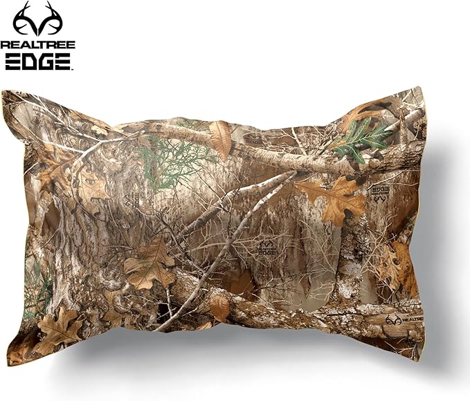 Northwest Realtree Twin Size 1 Comforter and 1 Sham Set, All Seasons, Boys and Girls Soft Cabin Bedding, Edge Camo