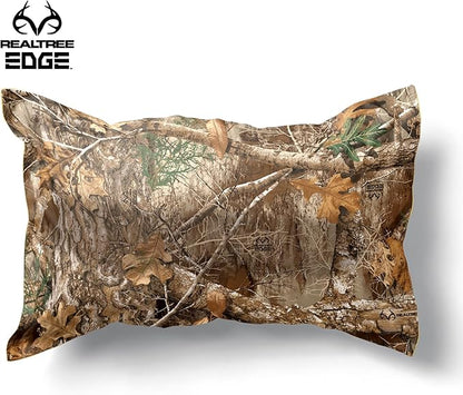Northwest Realtree Twin Size 1 Comforter and 1 Sham Set, All Seasons, Boys and Girls Soft Cabin Bedding, Edge Camo
