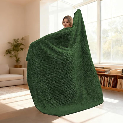 Electric Heated Blanket Full Size 72"×84" with 9 Heating Levels & 1-10Hs Auto Off，Double Sided Plush Sherpa, Energy Efficient, Machine Washable, for Couch & Bed, Green
