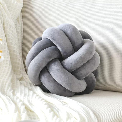 Knot Pillow Ball, Soft Home Decorative Throw Pillows Cushion, Round Changeability Knotted Pillows, Modern Home Handmade Cushions for Bedroom, Sofa, Couch (8 Inch, Dark Gray)