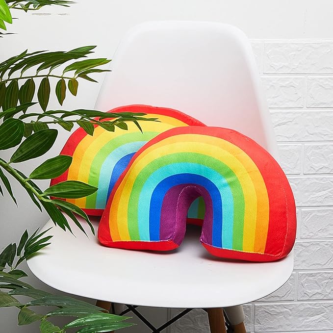 Chunful Rainbow Pillow for Girls Kids 13.8 x 8.7 x 4 Inch Plush Cute Rainbow Throw Pillow Arch Shaped Cushion Stuffed Decoration for Bed Chair Room Home Decor Easter Day(Colorful,2 Pcs)