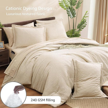 Monbix King Size Comforter Set, Birch Marble Pattern King Size Bed Set Reversible, King Bedding Set 7 Pieces, Bed in a Bag with Comforter, Sheets, Pillowcases & Shams