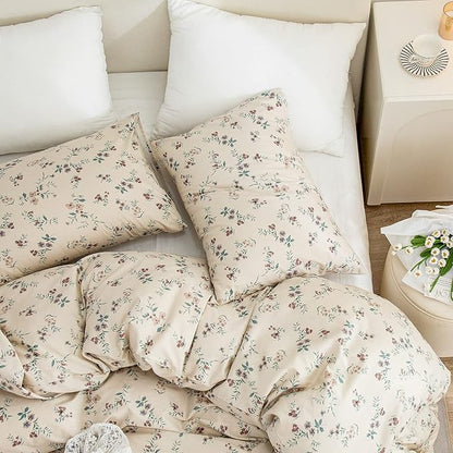 Floral Comforter Full Set 3 Pieces Soft Cute Vintage Floral Bedding Comforter Lightweight Garden Style Floral Botanical Comforter Set for All Seasons 1 Comforter and 2 Pillowcases