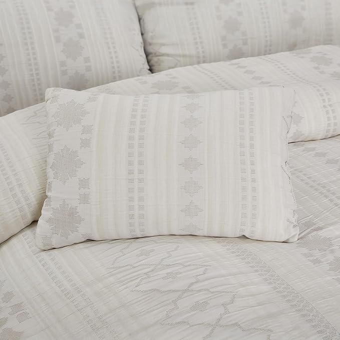 Modern Threads Marcy Ivory Jacquard Comforter Set – 5 Piece Sandstone-Inspired Bedding with Decorative Pillows & Shams, Elegant Soft Textured Bed Set for All Seasons, King